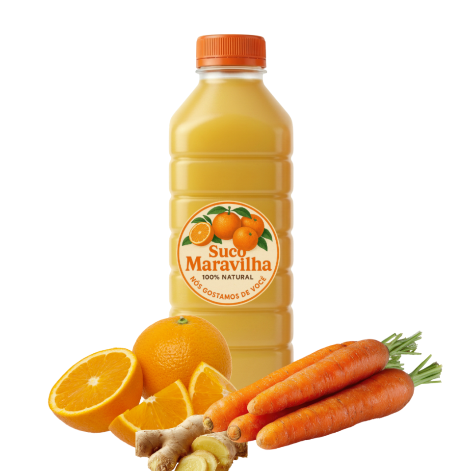 Laranja + Cenoura + Gengibre + Gelo