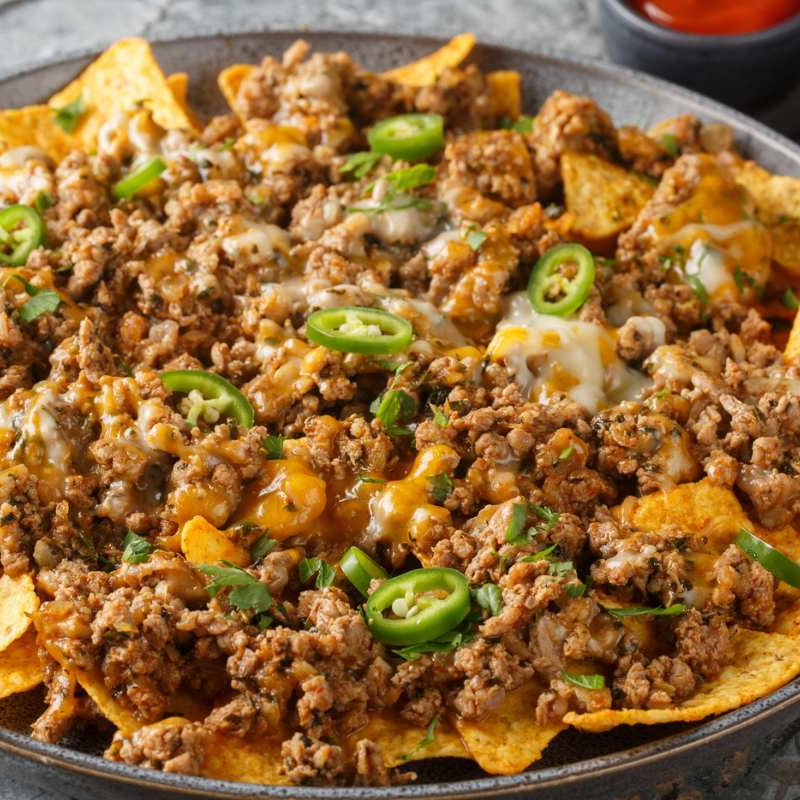 Súper Nachos Con Carne Molida