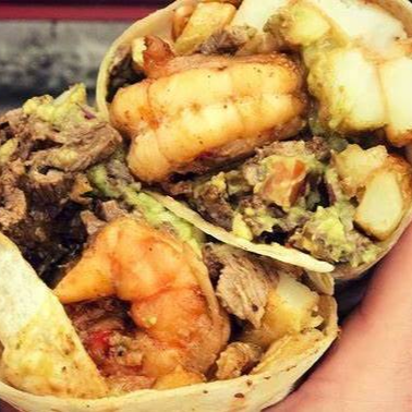 Burrito Arrachera y Camarones
