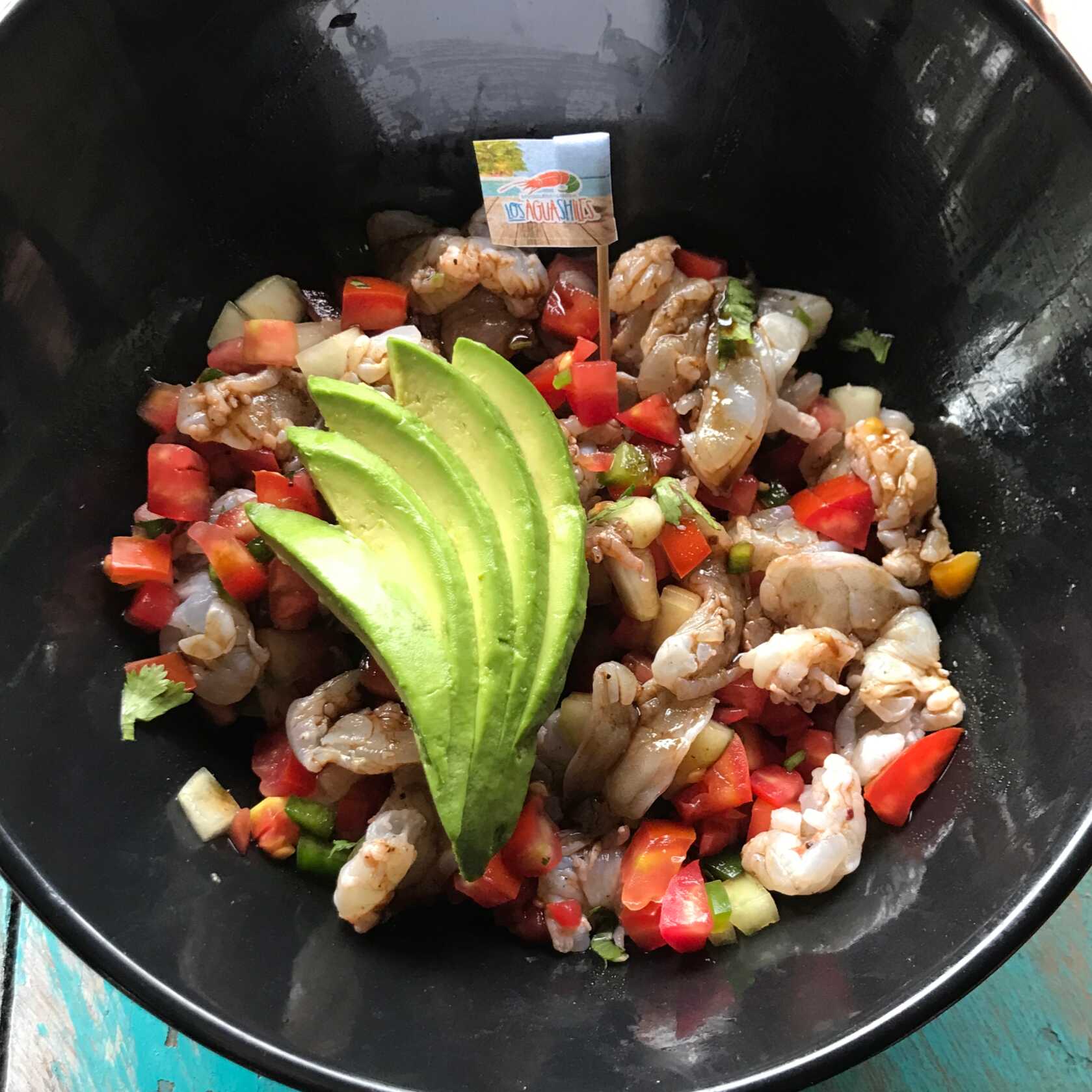 Ceviche de Camaron con Salsas Negras