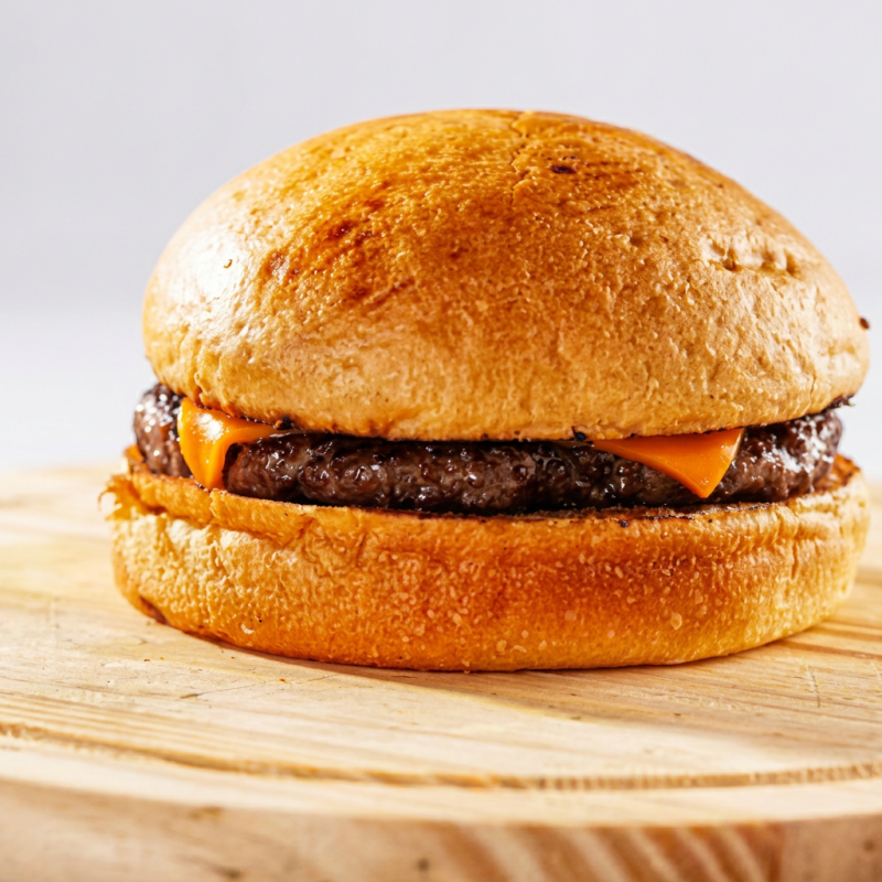 Pão brioche, burger100g e queijo cheddar