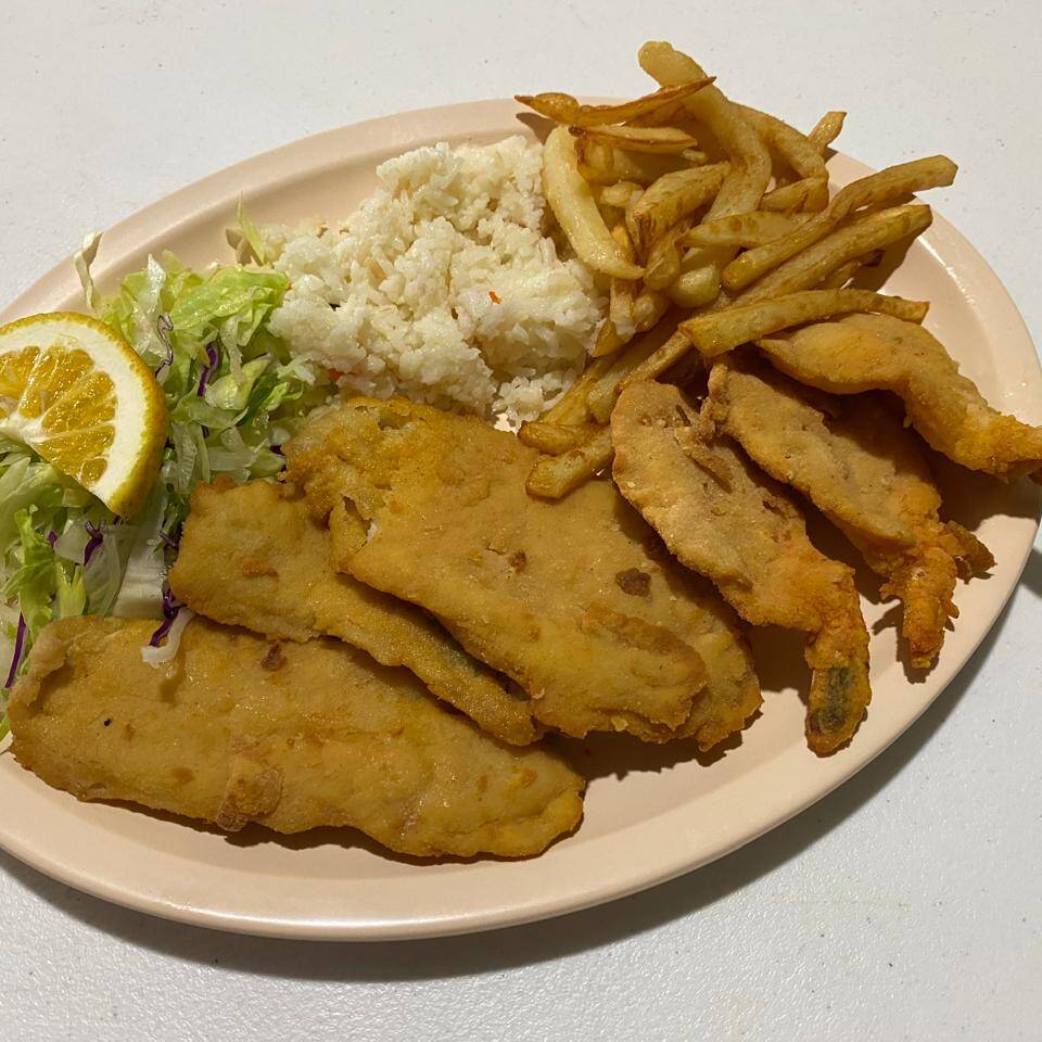 Platillo Mixto (Camarones y Filete Empanizado)