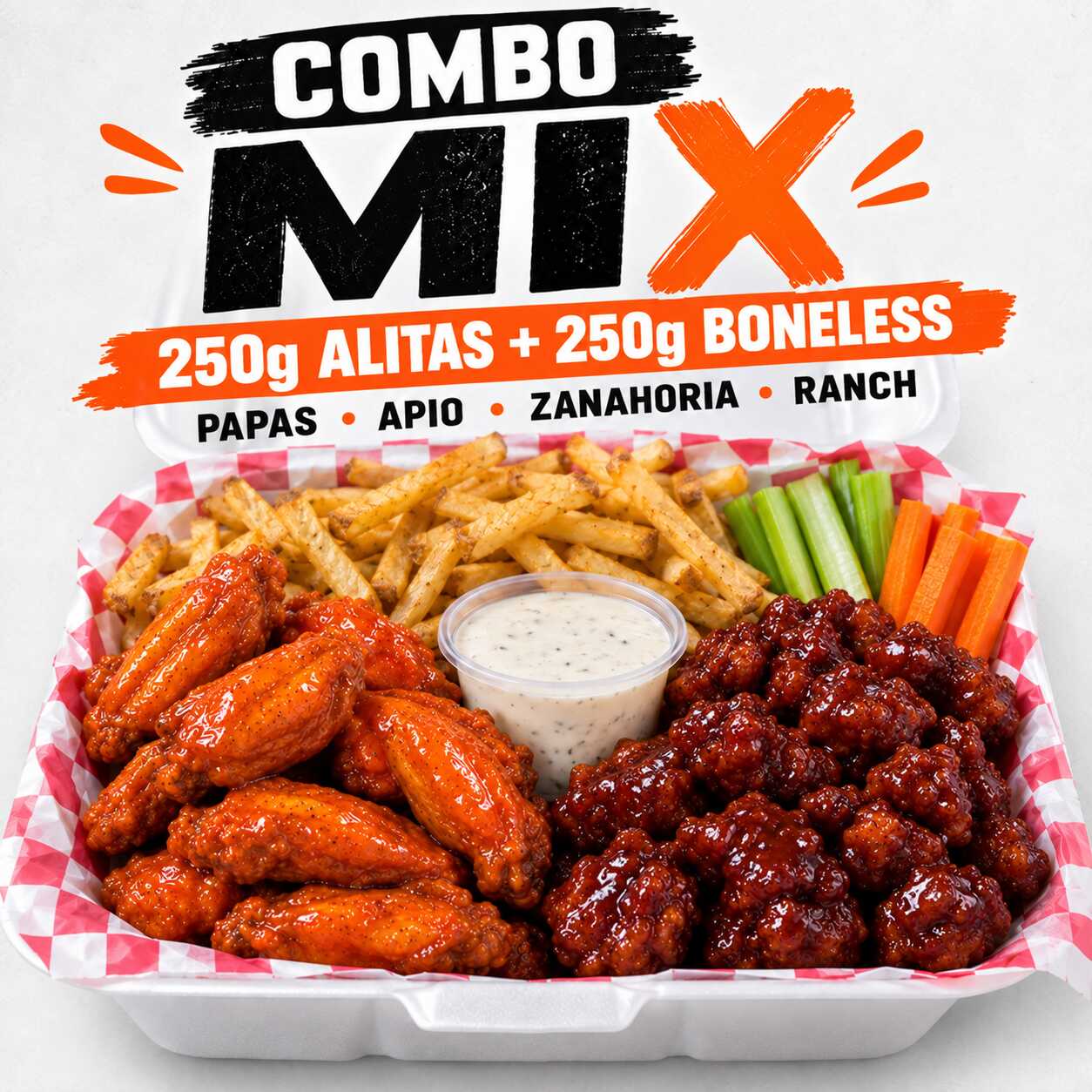 COMBO MIX 500g Boneless Bbq y Alitas Búfalo PROMO