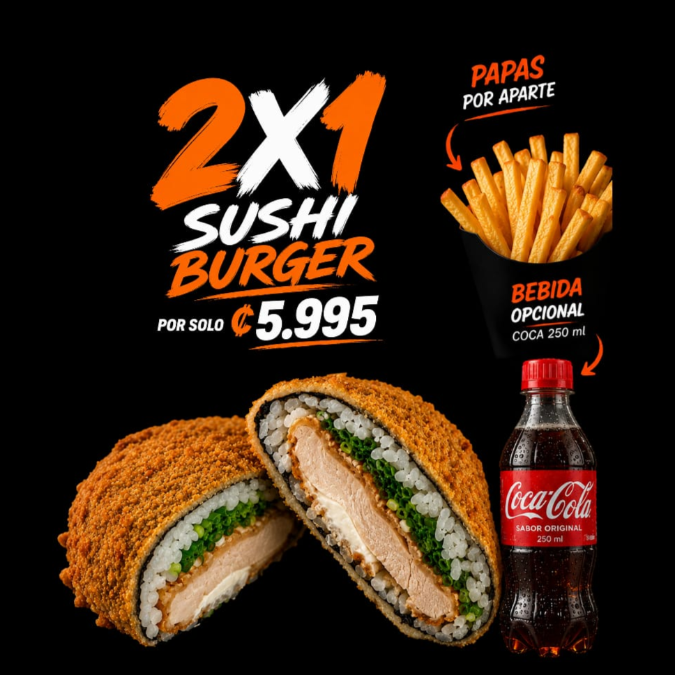 2x1 SUSHI BURGER EMPANIZADAS + SALSA DULCES