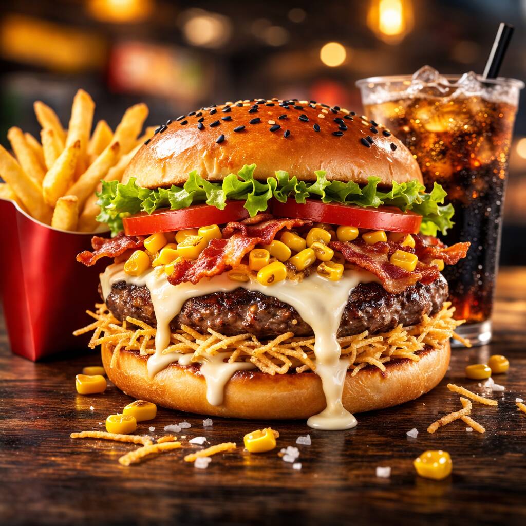 Combo Cheese MaizBurguer + papas + Gaseosa