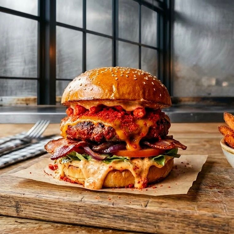 Hamburguesa Flamin Hot