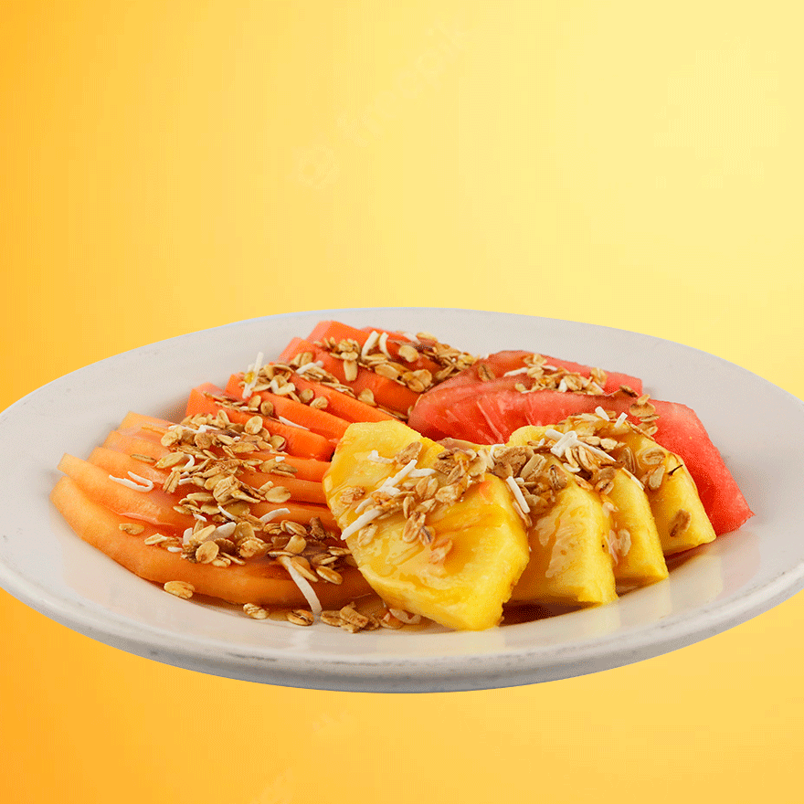 Plato De Frutas Con Miel, Granola Y Avena