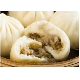 Delicioso pãozinho chinês com recheio de carne ao vapor. 4unid
