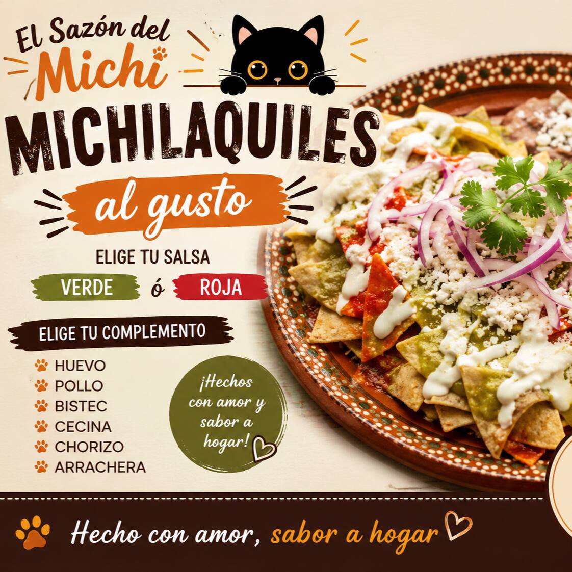 Mi-Chilaquiles al gusto (Bebida gratis)