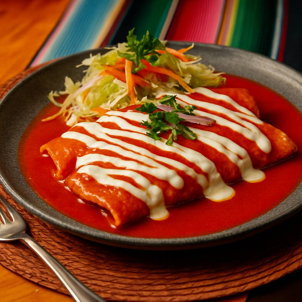 Enchiladas Salsa Roja Dulce de Queso