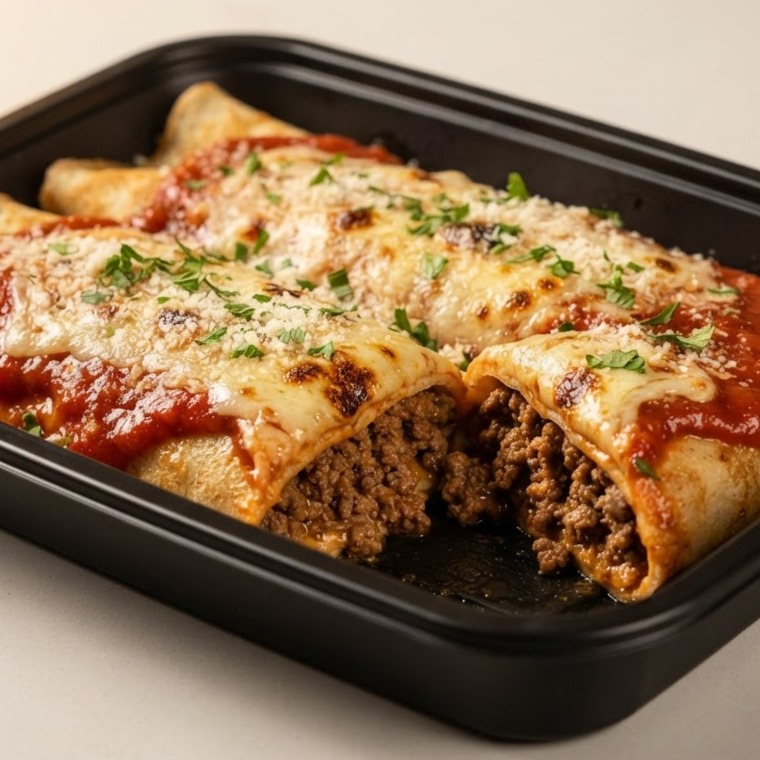 2 Panquecas douradinhas, recheadas com carne moída bem temperada, cobertas com molho de tomate caseiro e queijo gratinado. Escolha grátis uma opção: Catupiry® Original, Cheddar Original, muçarela ou provolone. Uma combinação cremosa, bem servida e irresistível!