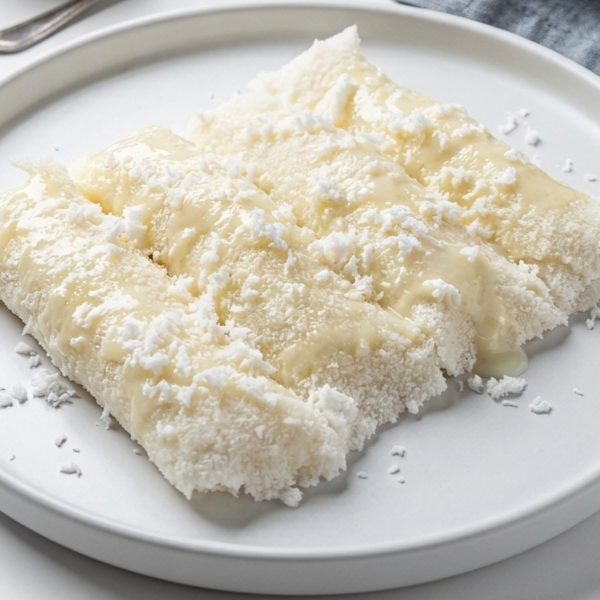 Deliciosa tapioca típica maranhense, preparada com coco fresco e textura macia e molhadinha. Finalizada com uma irresistível calda artesanal de leite de coco e toque especial de leite condensado.