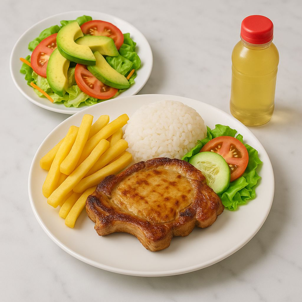 Chuleta C/ Papas Fritas + Ens de Palta + Refresco