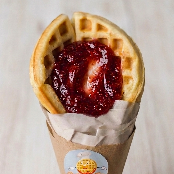 Waffle de Mermelada de Fresa