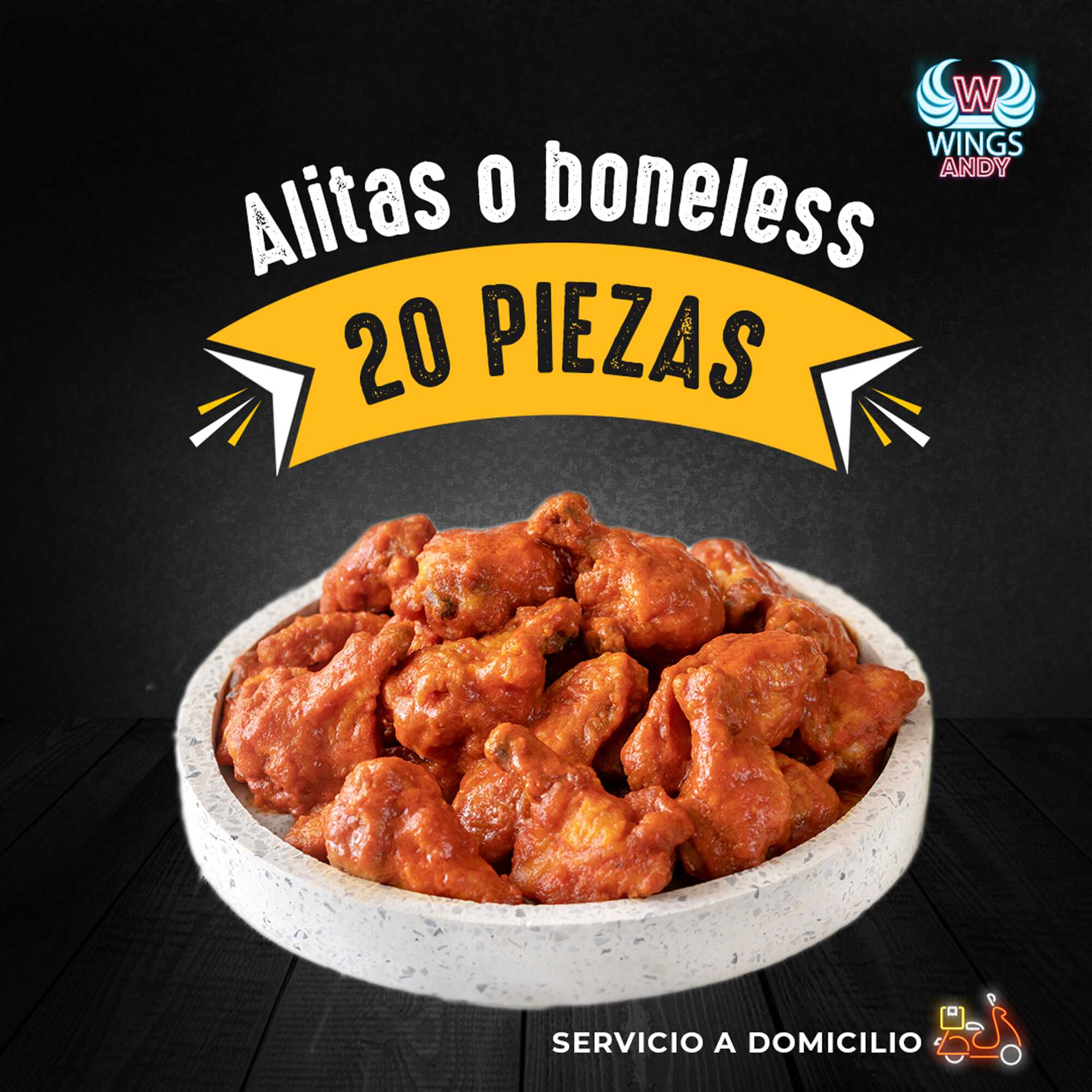 20 Boneless o Alitas