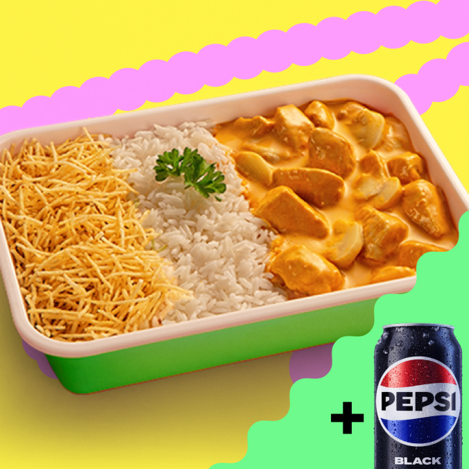 Vai ter russo com inveja, pode acreditar. O nosso estrogonofe de frango é cremoso, vem com um arroz delícia e aquele show de batata palha. Camarada, é de babar. Acompanha 1 Refrigerante Lata.