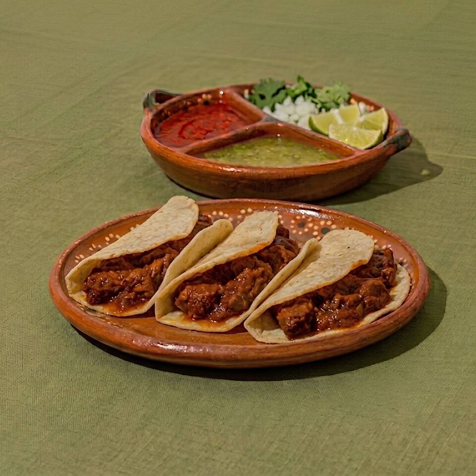 Orden 3 Tacos Asado en Rojo