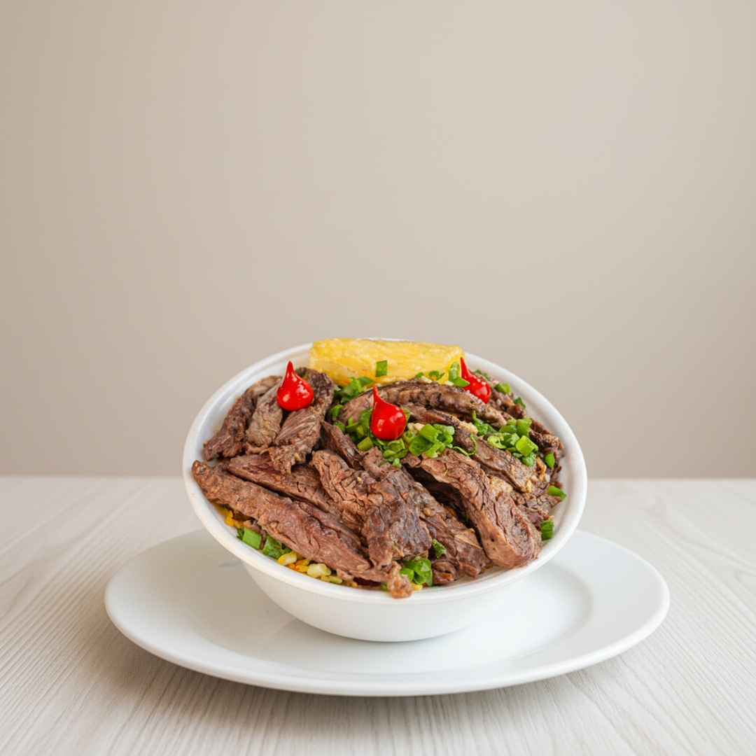 Nosso Delicioso Baião De Dois, É Feito Com LiNnguiça Defumada, Cebola, Arroz, Feijão De Corda Legitimo, queijo coalho, Regado Com Manteiga De Garrafa Pra Deixar Aquele Sabor Inconfudivel, Tempero Baiano, Coloral E Salsinha. Acompanha Mandioca Frita Na Manteiga E Vinagrete , Finalizado Com Cebolinha E Pimenta Biquinho. ( indicado pra 1 pessoa )