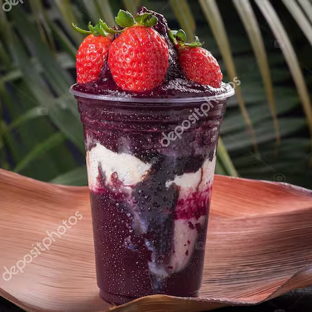 Açai , banana morango leite condensado , granola , leite Ninho..