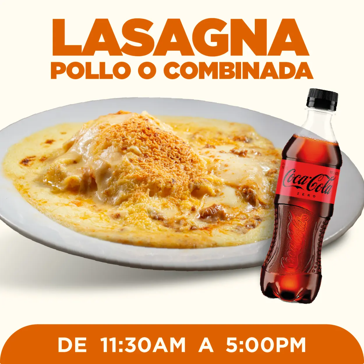 Lasagna y Coca Cola