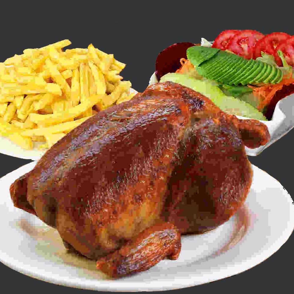 1 Pollo + papas fritas + ensalada