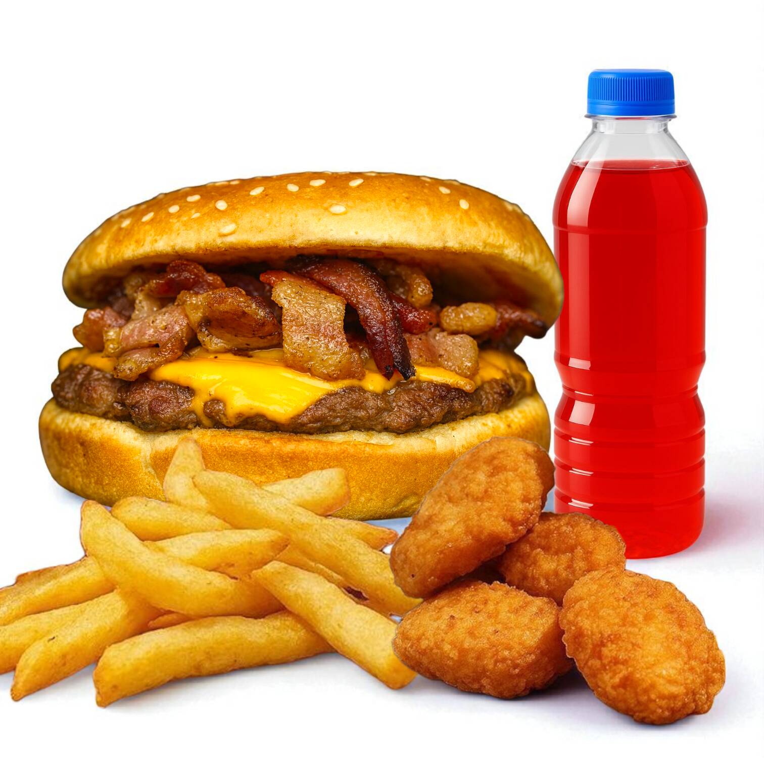Hamburguesa Jr. Tocino + Nuggets + Papas + Bebida