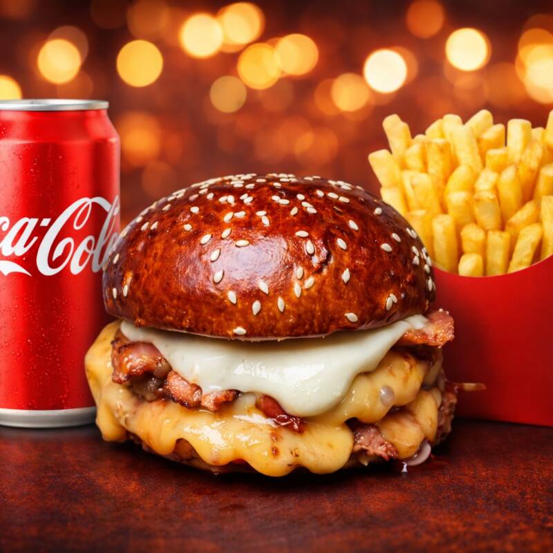 "Simples e Sofisticado". Aquele com cara de primeiro mundo; Pão American Bread, selado na manteiga, 100g de blend bovino coberto por queijo prato derretido, tiras de bacon crocantes e finalizado com barbecue e nosso molho especial da casa + Batata + Refri Lata Grátis