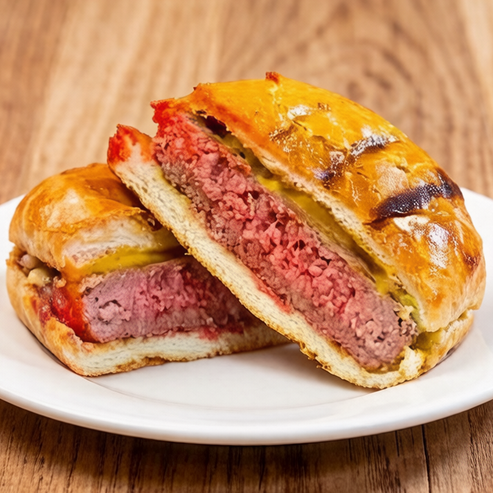 Apresentamos o nosso Hambúrguer de Costela, uma joia da categoria 'Hambúrguer Raiz1. Este prato inclui um pão crocante e dourado, que envolve suavemente um generoso hambúrguer de 180g de costela angus, conhecido pela sua textura suculenta e sabor intensamente rico. Como toque final, adicionamos uma camada de queijo cheddar derretido, que acrescenta uma nota de cremosidade e profundidade a este prato. É uma combinação divina que promete uma experiência gastronômica inesquecível.