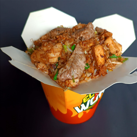 Arroz con pollo y carne