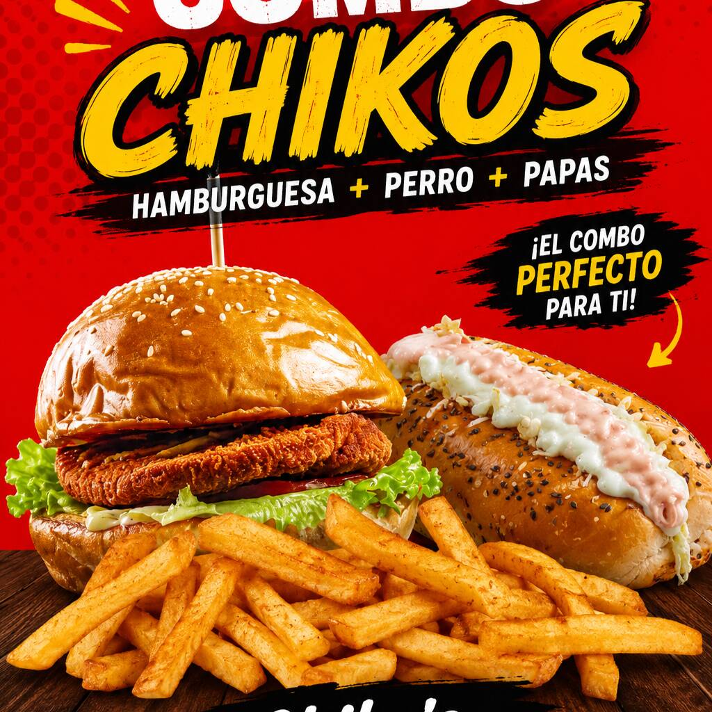 Hamburguesa Crispy + Perro Sencillo + Papas