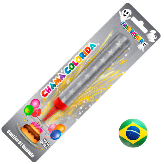 Efeito vulcão com chama colorida e brilho especial.
Deixa o parabéns muito mais divertido e marcante 🎆