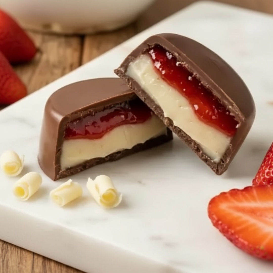 Bombom fit totalmente sem açúcar, feito com chocolate ao leite diet, leite condensado diet, morangos frescos e leite em pó integral. Uma opção deliciosa e equilibrada. Informação Nutricional (Unidade): Valor Energético 182 kcal, Proteínas 6g, Carboidratos 10g (Açúcares 0g), Gorduras Totais 13g (Saturadas 7g, Trans 0g), Fibra Alimentar 1g e Sódio 50mg. Valores estimados com base nos ingredientes e peso médio do bombom. Alérgenos: Contém leite e derivados. Não contém glúten. Não contém açúcar adicionado.