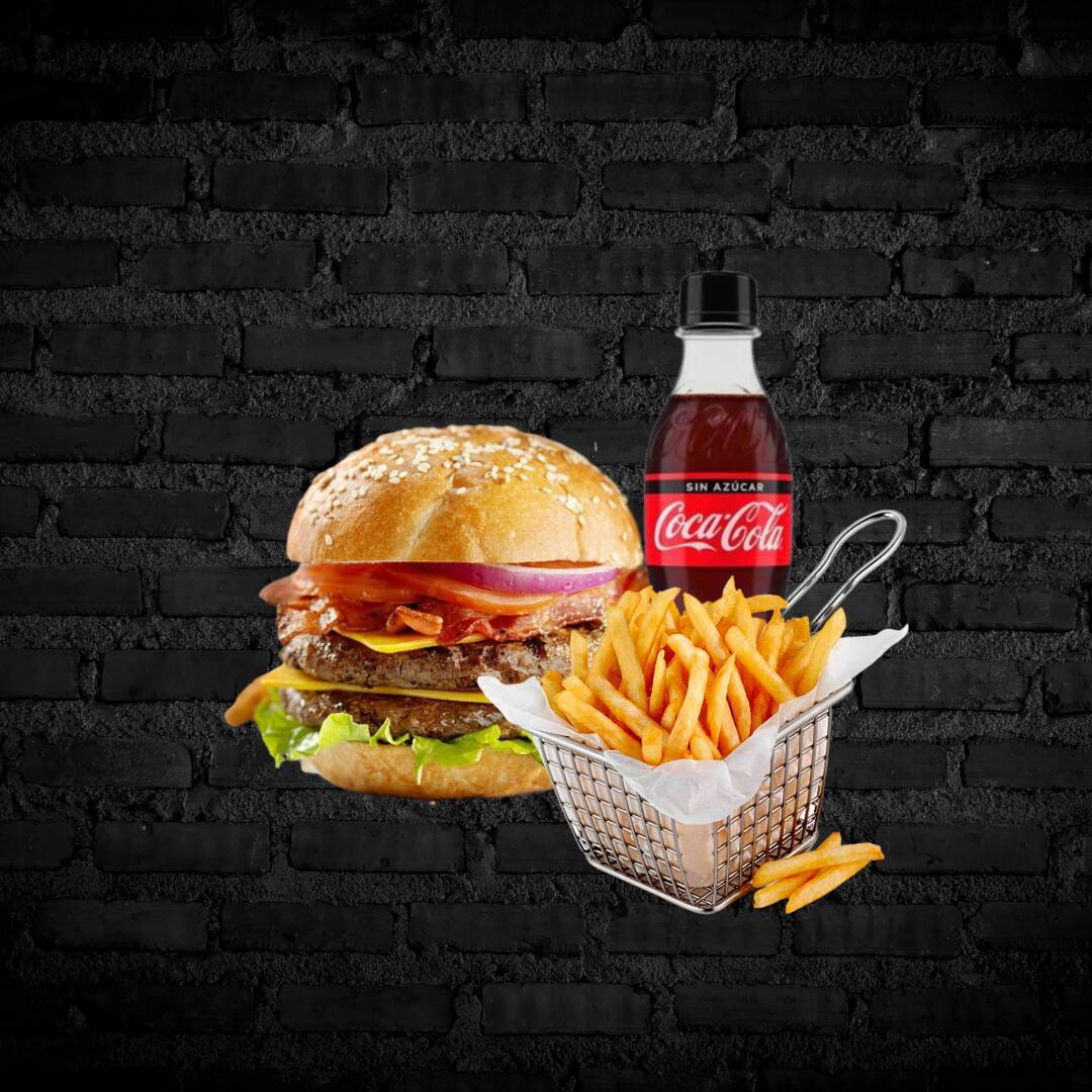 Hamburguesa Doble + Papas + Coca Cola