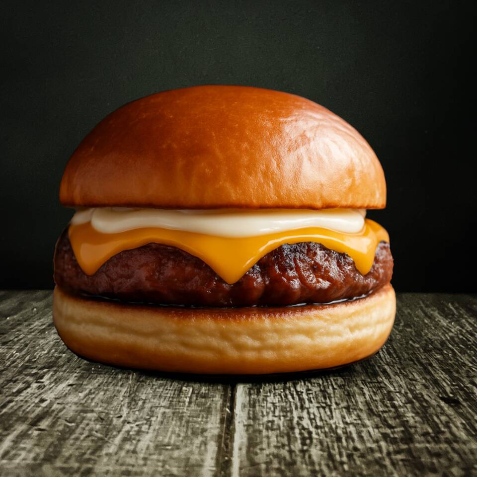 Carne Veggie elaborada somente com ingredientes naturais coberta com Queijo Vegano e Maionese Vegana no Pão Brioche Artesanal Vegano! Tags: Hambúrguer; Burguer; Burger; Hambúrguer Vegetariano; Veggie