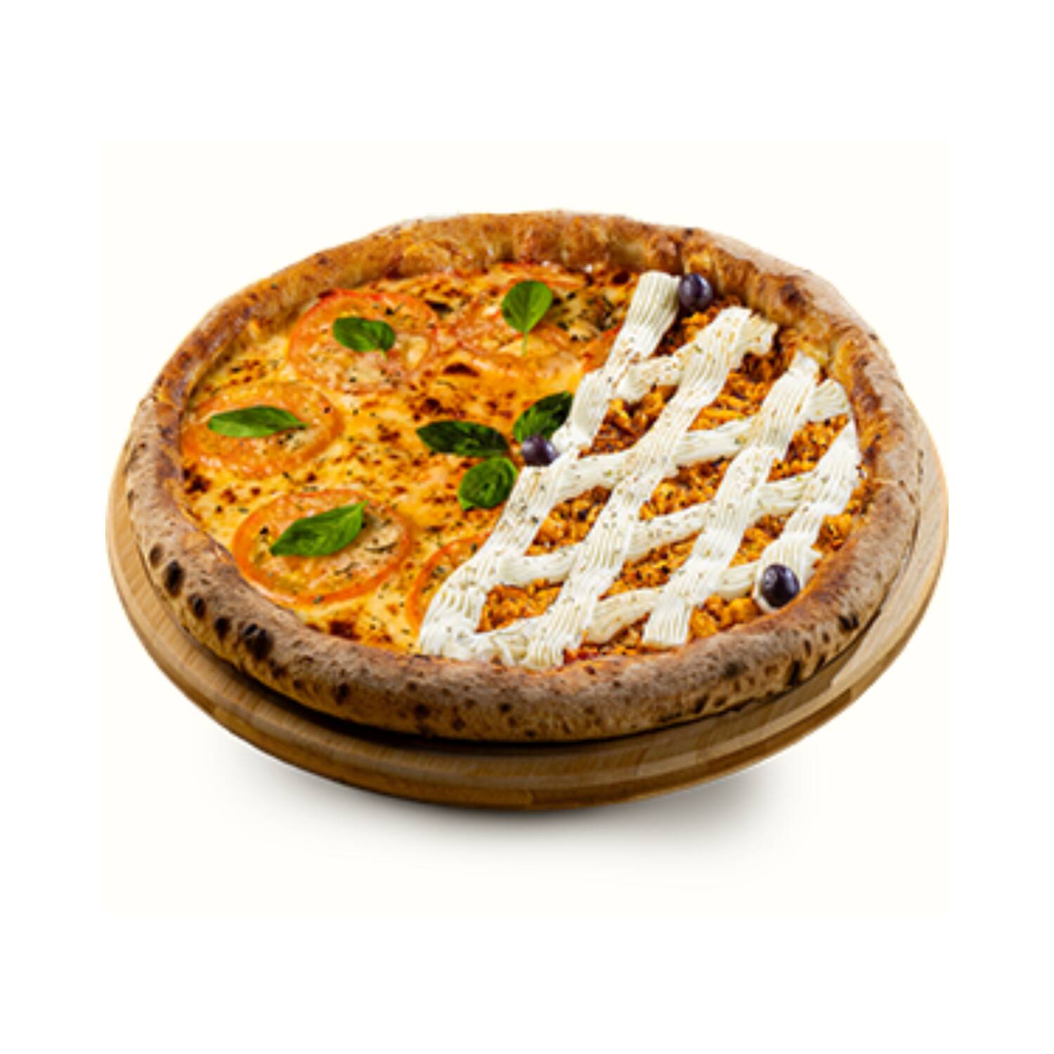 Pizza Grande: 1/2 Marguerita + 1/2 Frango Com Catupiry