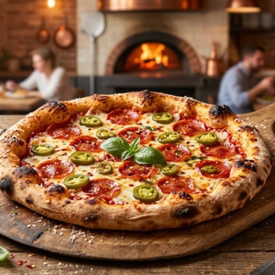 Pizza Grande De Pepperoni Con Jalapeño