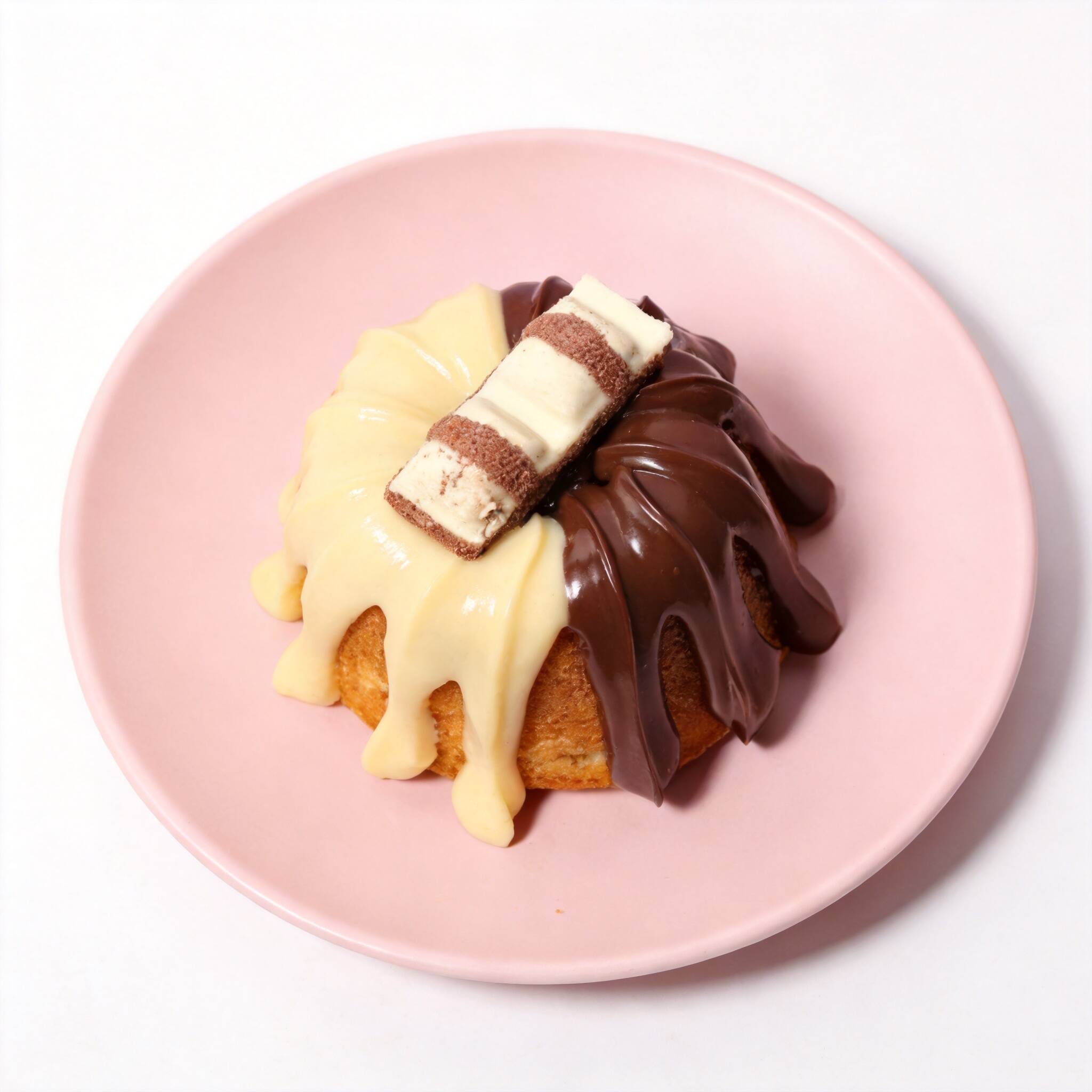 Nosso Bolo Vulcão caseiro é composto por uma massa branca amanteigada, bem molhadinho, no centro do um recheio bem cremoso de brigadeiro branco com brigadeiro artesanal chocolatudo. Finalizado com os dois Recheios e Bombom Kinder Bueno.