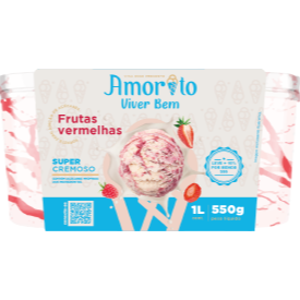 Sorvete sabor iogurte grego com frutas vermelhas.
