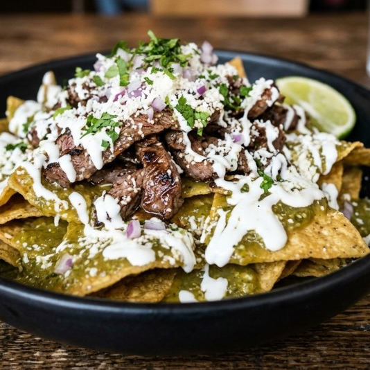 Chilaquiles Chicos con Bistec