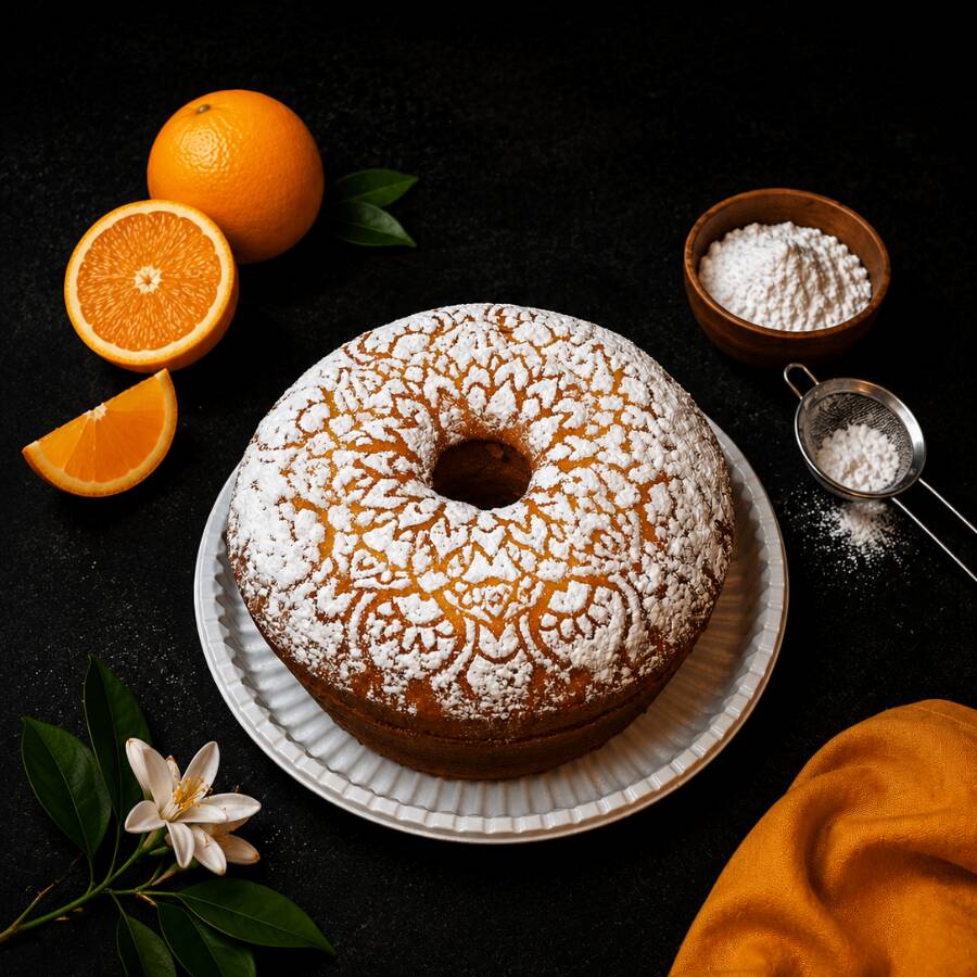 Um delicioso bolo caseirinho clássico de laranja, super fofinho e saboroso. Mais uma deliciosa opção para o seu Arraiá. Serve aproximadamente de 8 pessoas. Peso aproximado de 620g.