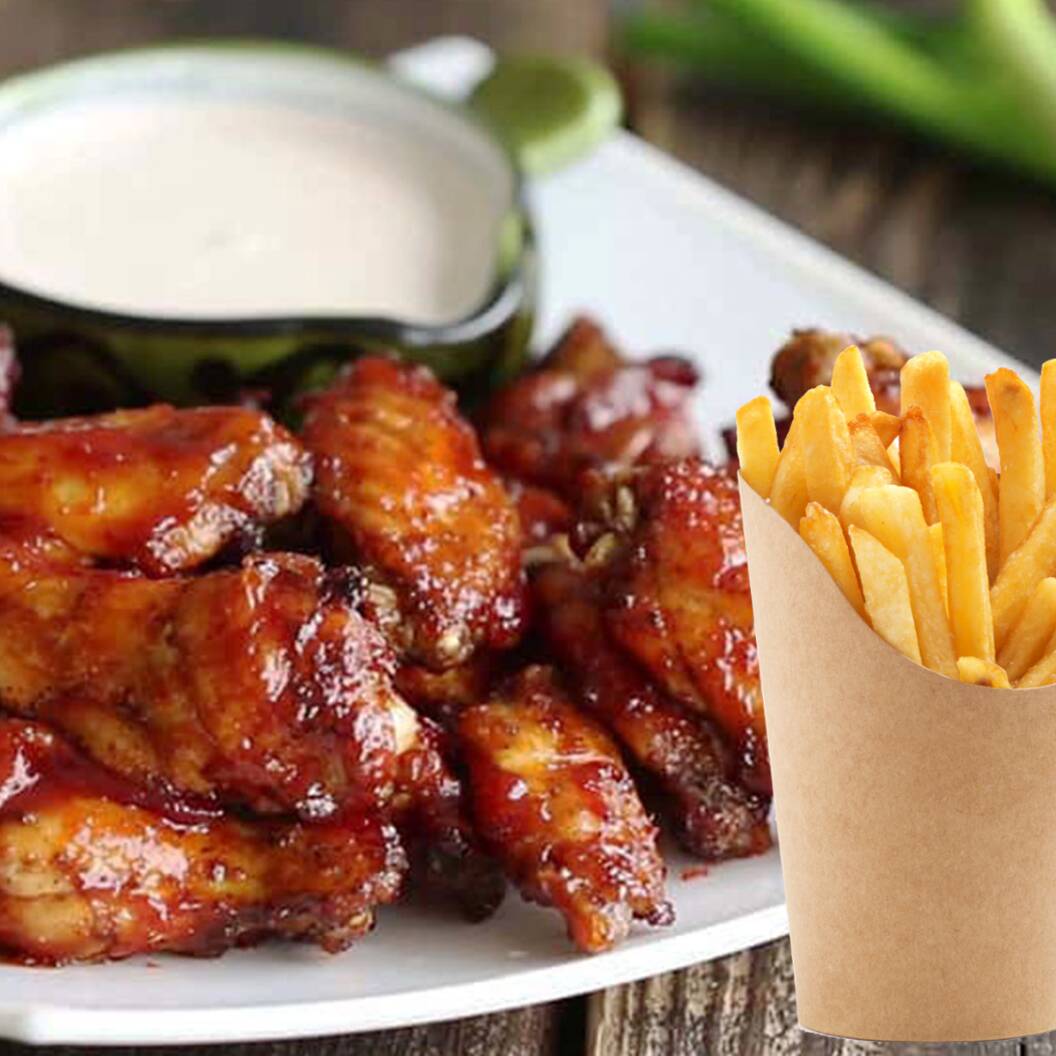 24 Piezas de Alitas BBQ Combo Oferta 5 + Papas.
