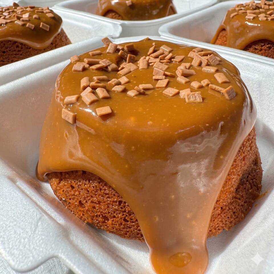 Bolo macio e molhadinho com cobertura de Doce de leite