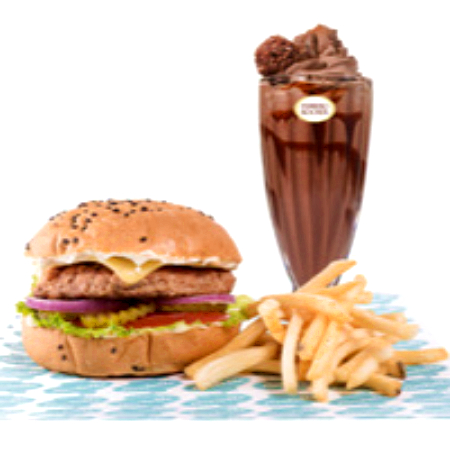 Súper Combo: Cheeseburger + Papas + Malt Clasic