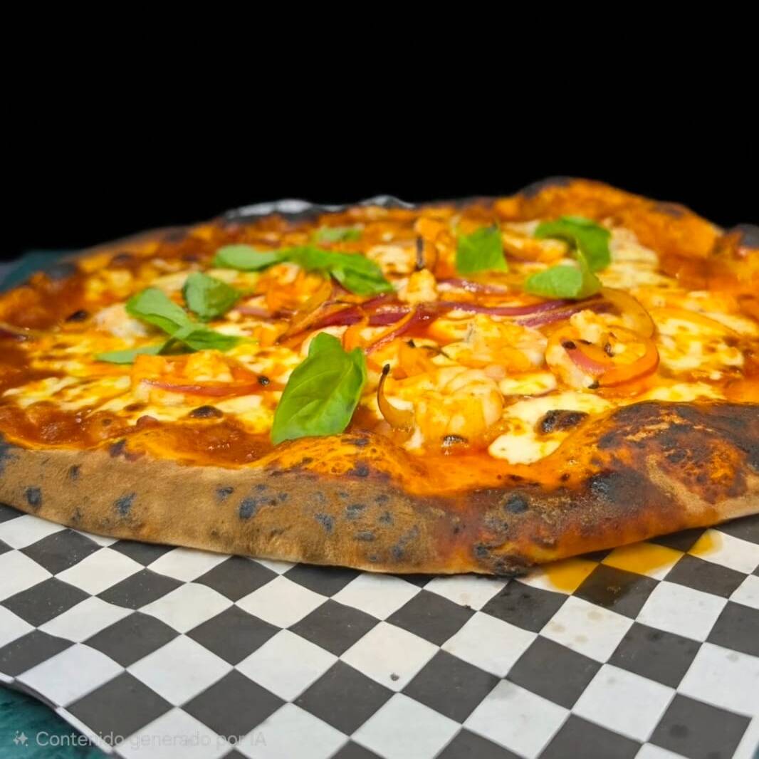 Pizza de Camarones al Ajillo