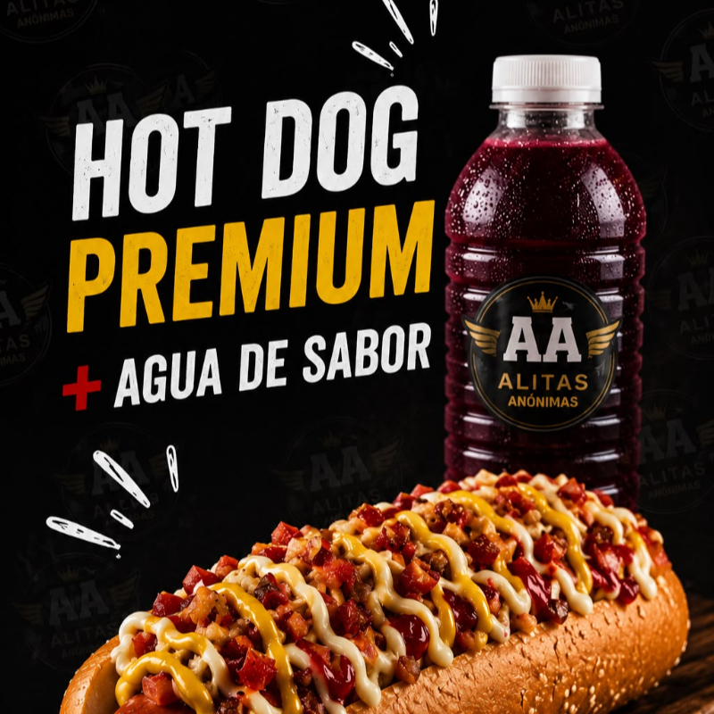 Hot Dog Premium + Agua de Sabor