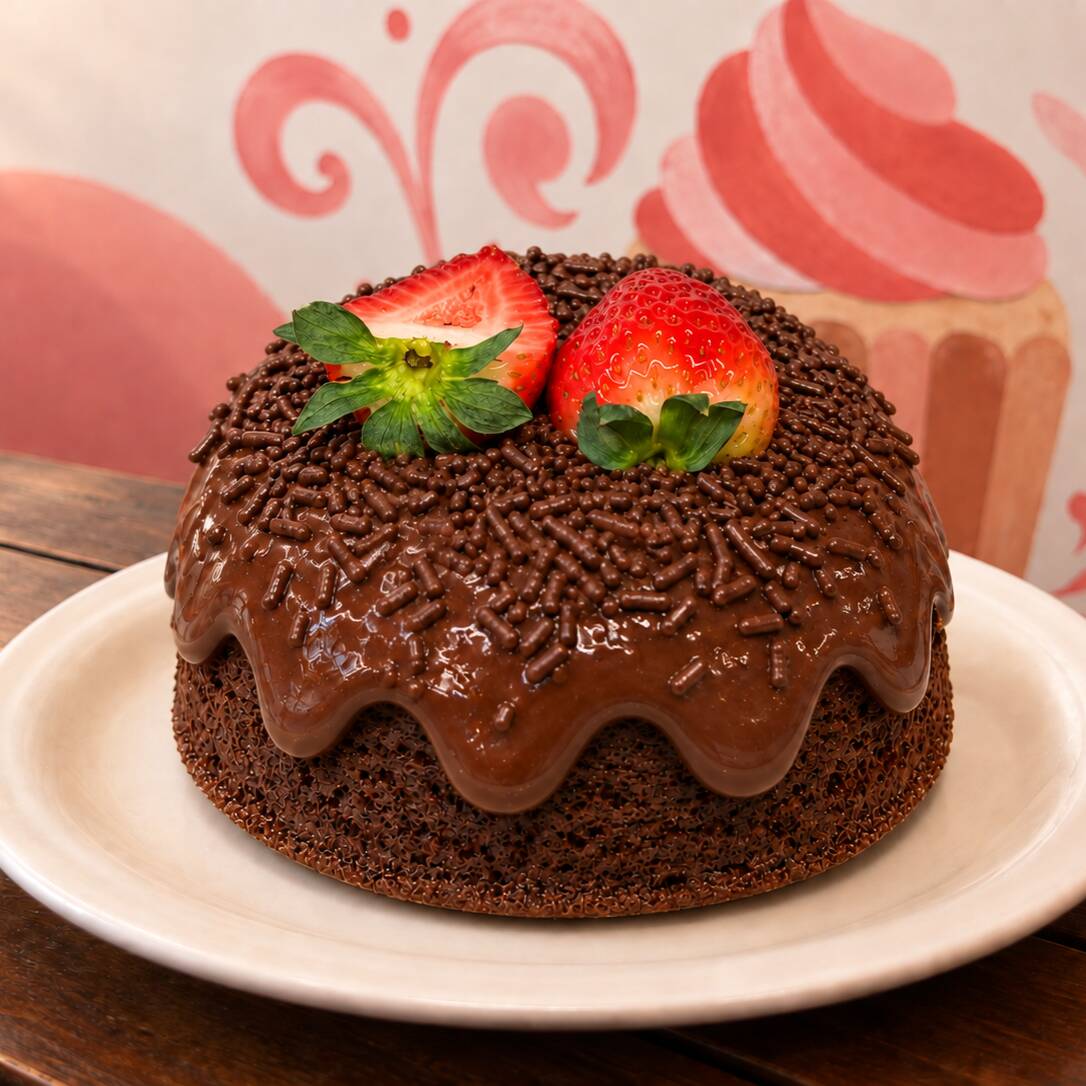 Uma combinação irresistível para os chocólatras de plantão! Nosso Bolo Vulcãozinho de Brigadeiro com Morango apresenta uma massa de chocolate 50% cacau, rica e intensa, harmonizada com uma camada generosa de geleia de morango artesanal. Para completar, um brigadeiro gourmet cremoso cobre o bolo, finalizado com granulado para dar aquele toque crocante. Esse bolo serve até 2 pessoas, proporcionando uma experiência deliciosa que une o sabor do chocolate com a suavidade do morango. Perfeito para qualquer ocasião que mereça ser celebrada com muito sabor!