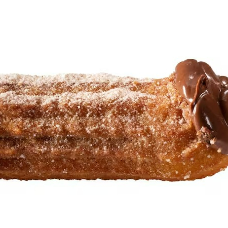 Churros formato tradicional, 15cm aproximadamente. Crocante, frito na hora com recheio a sua escolha