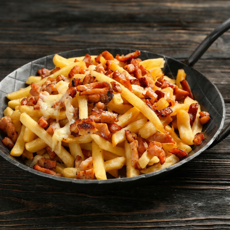 Fritas crocante 500 gr +queijo muçarela e bacon 250 gr