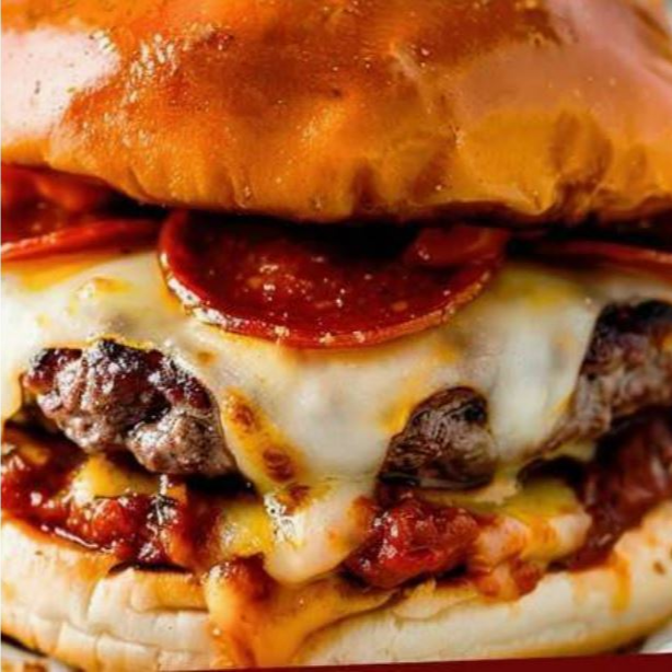 Alanis Pizza Burger (Pepperoni, Carne, 4 Quesos)