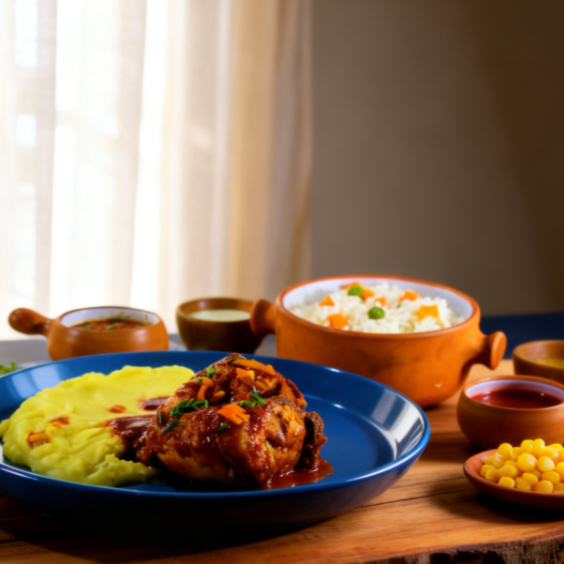 Puré de Papa con Adobo de Pollo